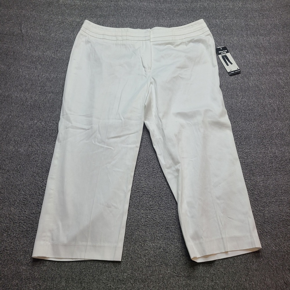 Larry Levine Slim Leg Crop Pants Women 12P‎ White New Slim Fit Petite Trousers